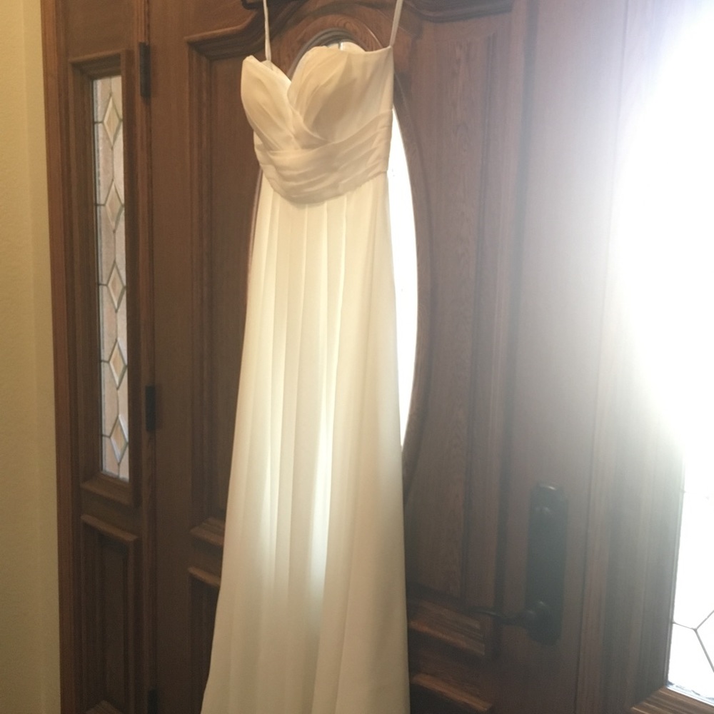Long ivory colored bridesmaid dress